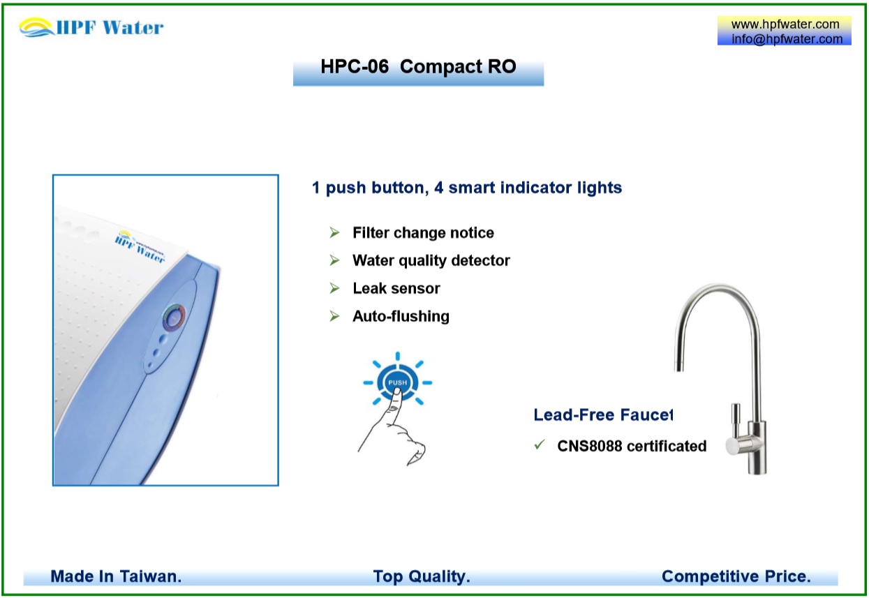 Compact RO appliance Quick-connect filters all food grade materials made in Taiwan